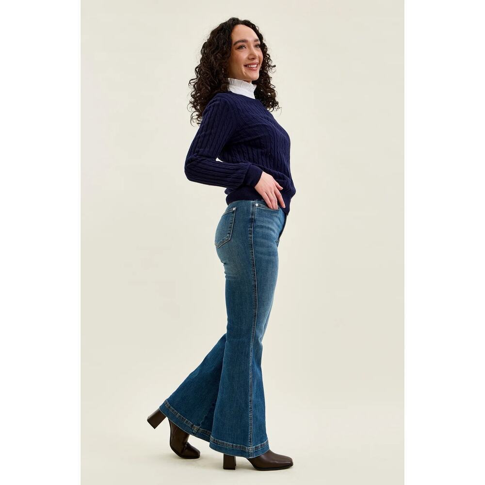 Petite Flare Tummy Control Double Button High Waist Jean (Make Offer) - Picture 2 of 12
